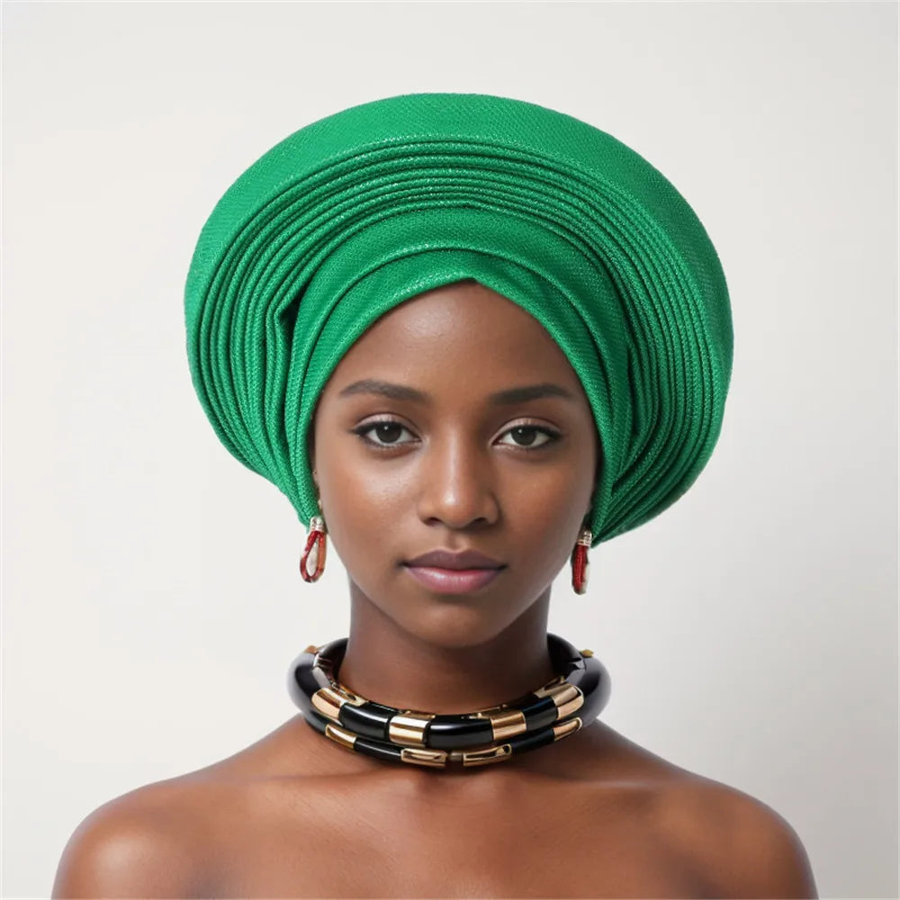 Nigeria Head Ties Wedding Party Headgear Elegant African Headtie Turban Already Made Women's Auto Gele Female Head Wraps