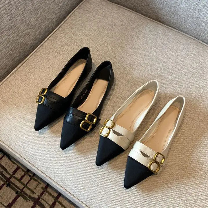 Ladies Summer Footwear Flat Office Black Shoes for Women 2025 Low Heel Elegant Pointed Toe Flats Beau Today High Quality 39 Shoe