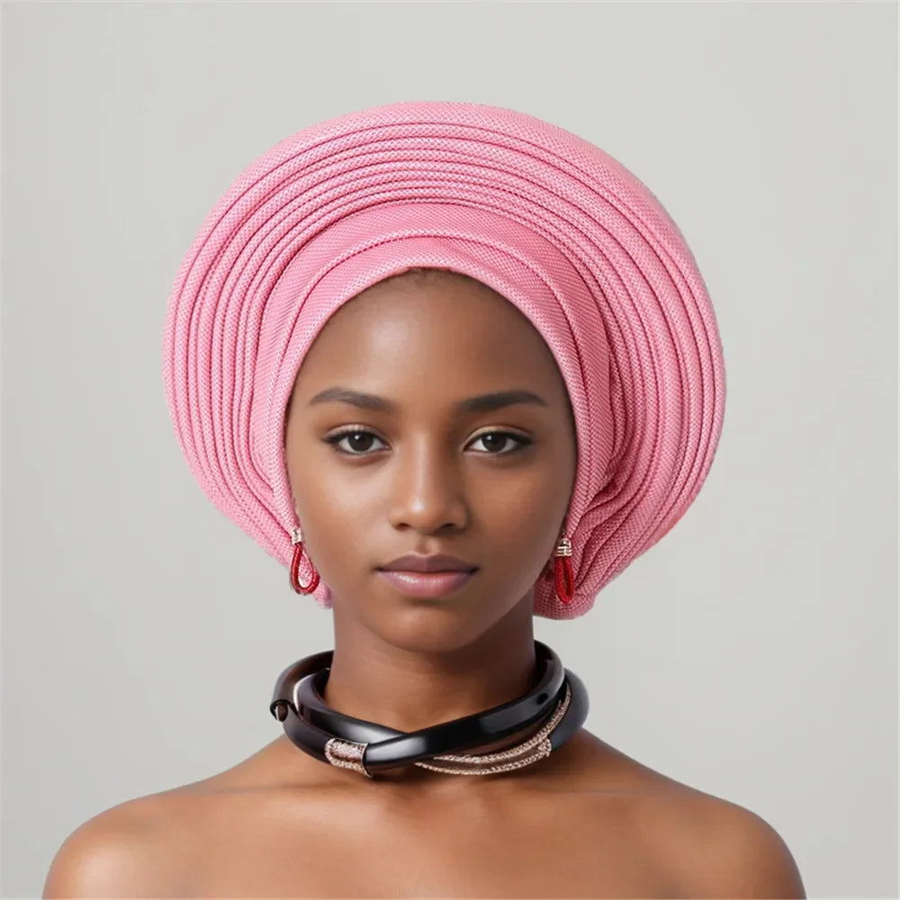 Nigeria Head Ties Wedding Party Headgear Elegant African Headtie Turban Already Made Women's Auto Gele Female Head Wraps