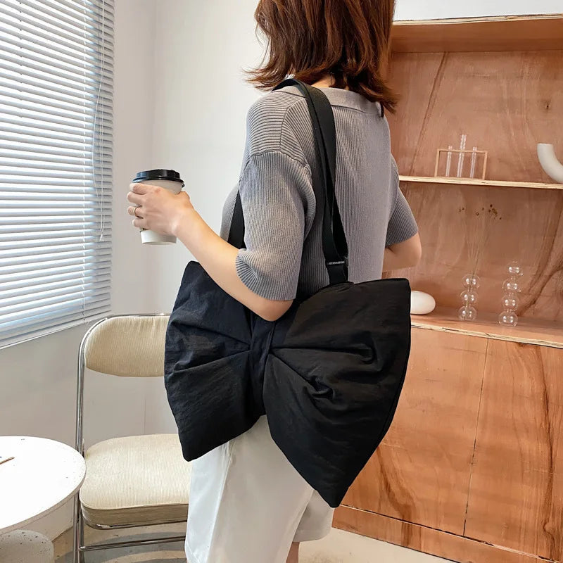 Soft Nylon Women's Portable Shoulder Bag Large Capacity Female Commute Crossbody Bags Simple Design Ladies Tote Purse Handbags