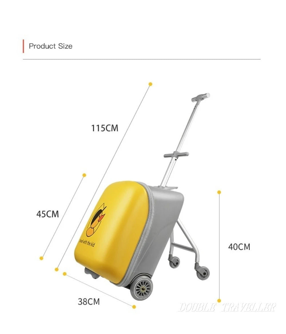 New Cartoon Suitcase for Kids Can Sit Boarding Cabin Luggage children's Suitcases Travel Lazy Trolley Case Baby Walker box wheel