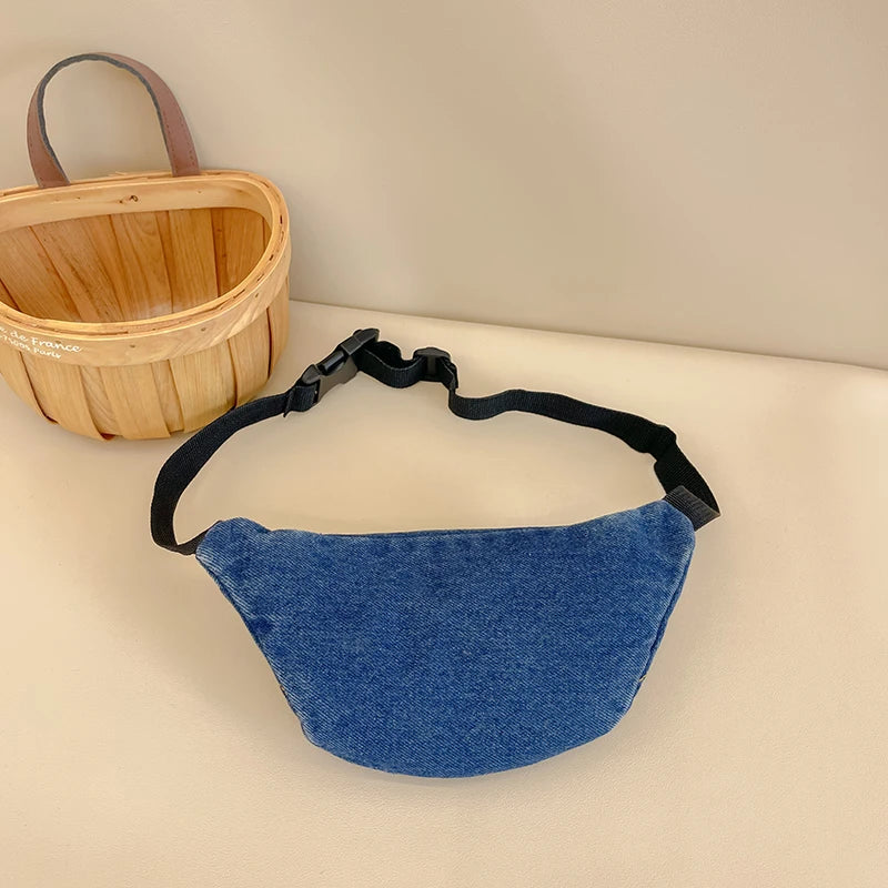 Fashion Denim Children's Waist Bags Leisure Boy and girl Crossbody Chest Bag Street Trend Belt Bag Kids Birthday gift Waist Pack