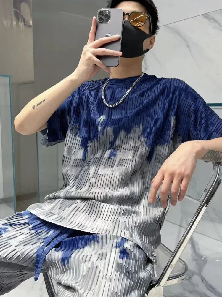 Jogger Jogging Running Male T Shirt Trousers Sets Oversized Graphic Men's Pants Set Print Stretch Tee Cheap Clothes Regular Fit