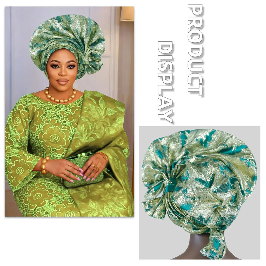 2026 New African Headtie Turban Nigeria Auto Gele Head Wraps Auto Gele Women's Turban Cap Wedding Geles Muslim Head Wraps Bonnet