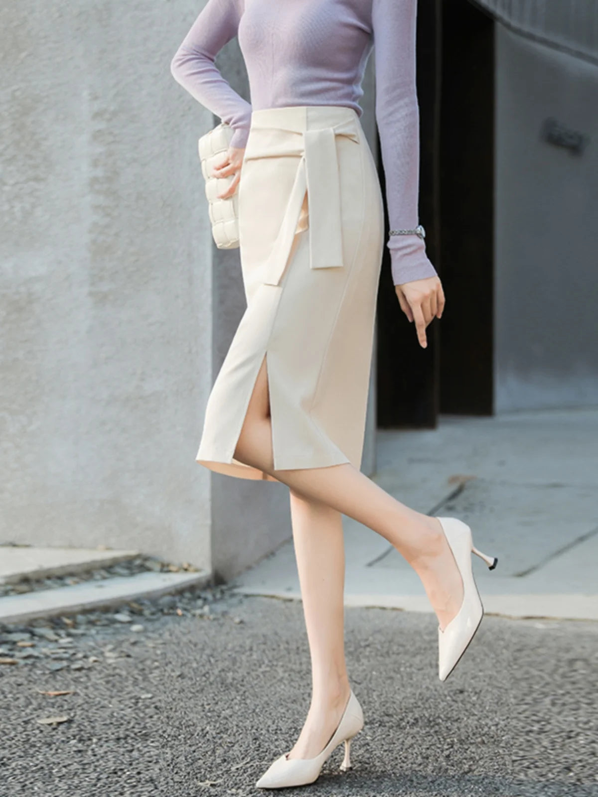 Design Sensation  Maturity Slimming Midi Skirt Women's Spring 2026 New Style High Waist Zipper Side Slit H-Shape Skirt