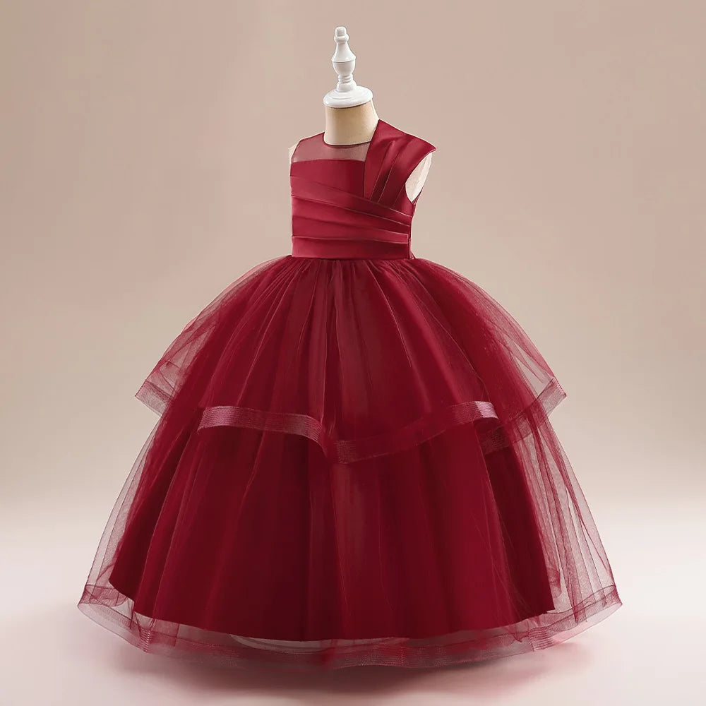 Teens Christmas Party Dresses For Girls White Bridesmaid Prom Gown Tulle Pageant Formal Wedding Evening Dress Children Costume