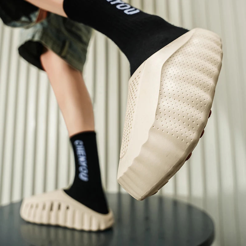 Summer Men Half Slippers Outdoor Breathable Couple Beach Shoes Platform Lightweight Soft Men Sandals Women Garden Casual Shoes
