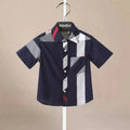 Boys Striped Shirts Children Fashion Solid Cotton Short-sleeved Boys Shirts for 1-14Age Kids Blouses Clothes Baby Shirts Tops
