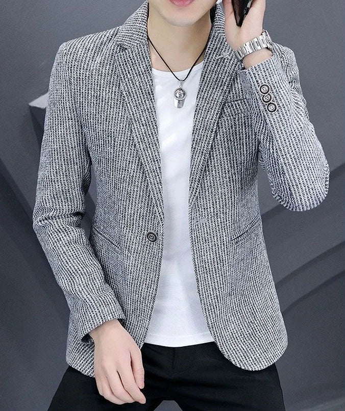 Thin Men's Suit Jackets Single Breasted Male Blazer Coat Brown Slim Fit High Quality Elegant Simple Classic Menswear Clothing