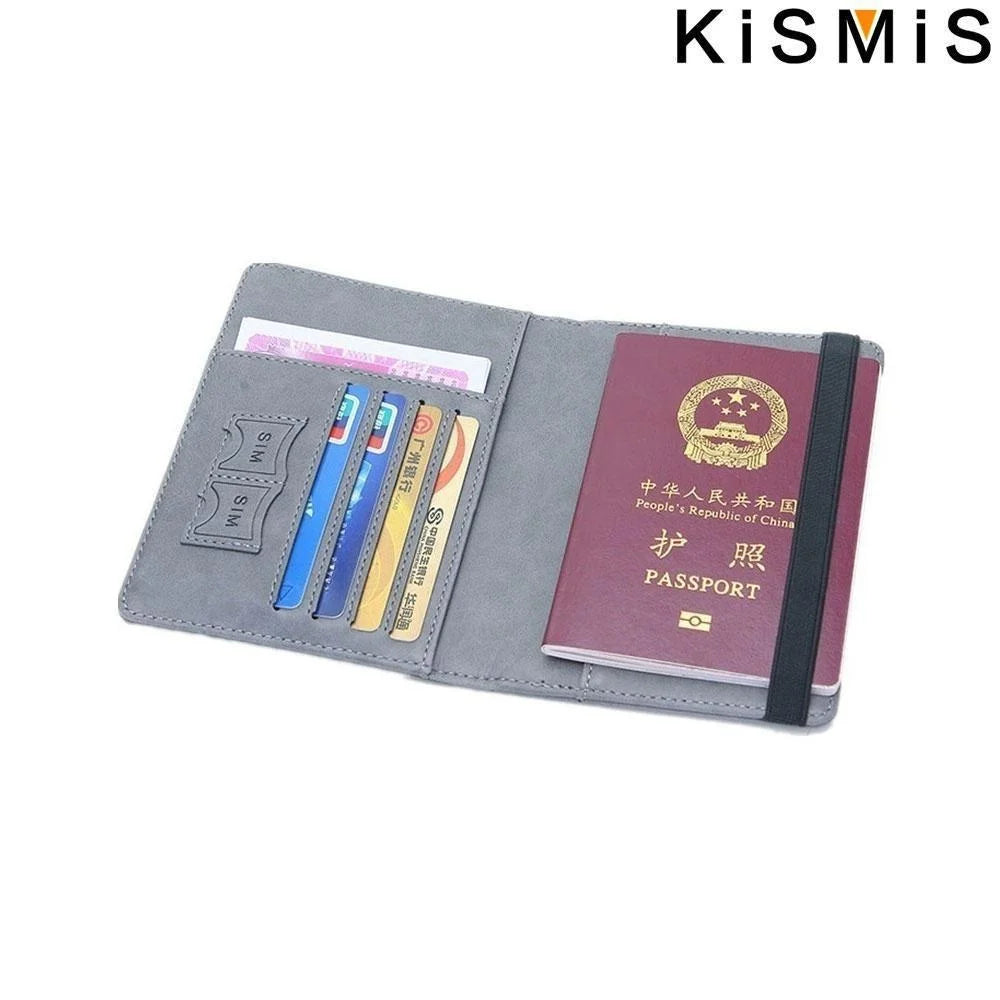 KISMIS New RFID Wallet Passport Case Leather Short Wallet Men Slim Credit Card ID Holder Card Organizer Travel Bag