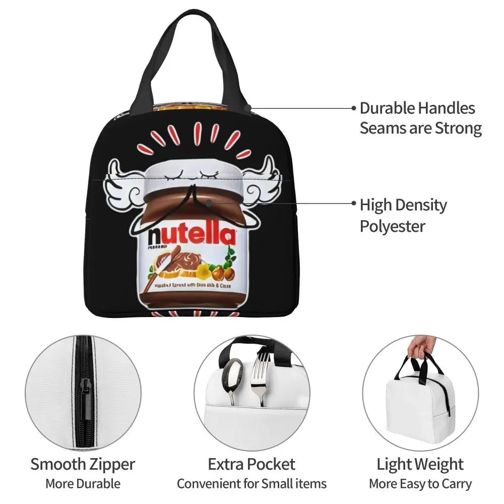 Custom Italy Nutellas Thermal Insulated Lunch Bag Women Portable Lunch Container for Outdoor Picnic Storage Food Box
