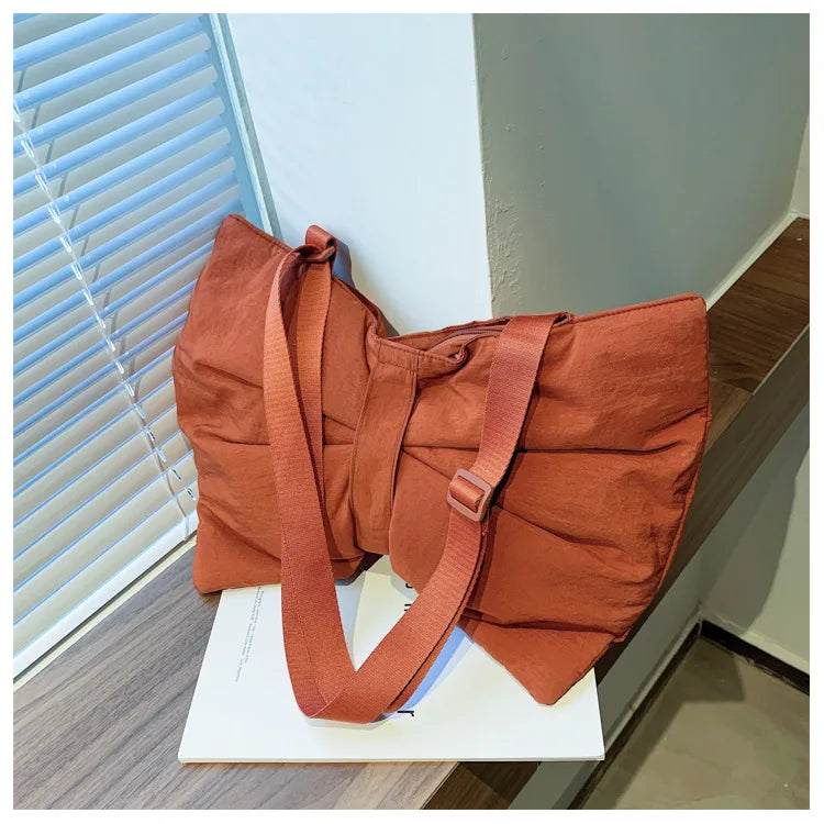 Soft Nylon Women's Portable Shoulder Bag Large Capacity Female Commute Crossbody Bags Simple Design Ladies Tote Purse Handbags
