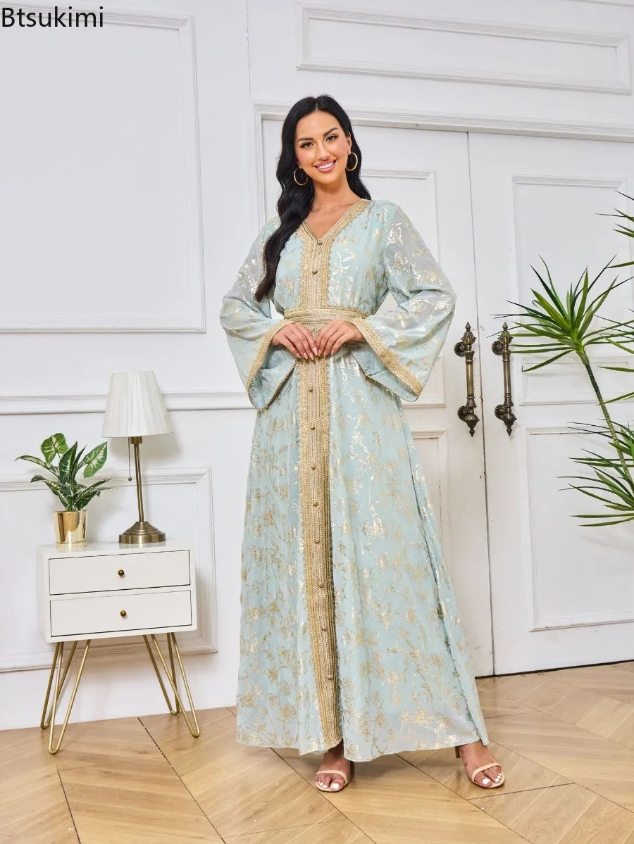 Summer Elegant Print Dress for Women Muslim Abaya Long Dress Dubai Party Evening Dress Islamic Turkey Kaftan Femme Vestidos Robe