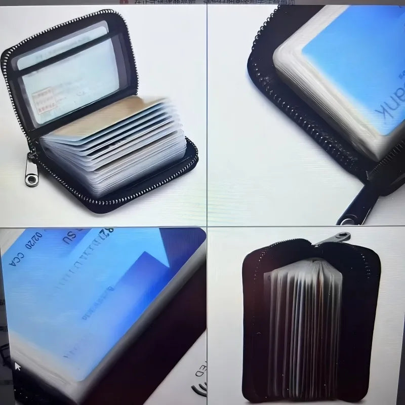 Men's ultra-thin RFID anti-theft zipper wallet multifunctional business card holder secure travel document manager