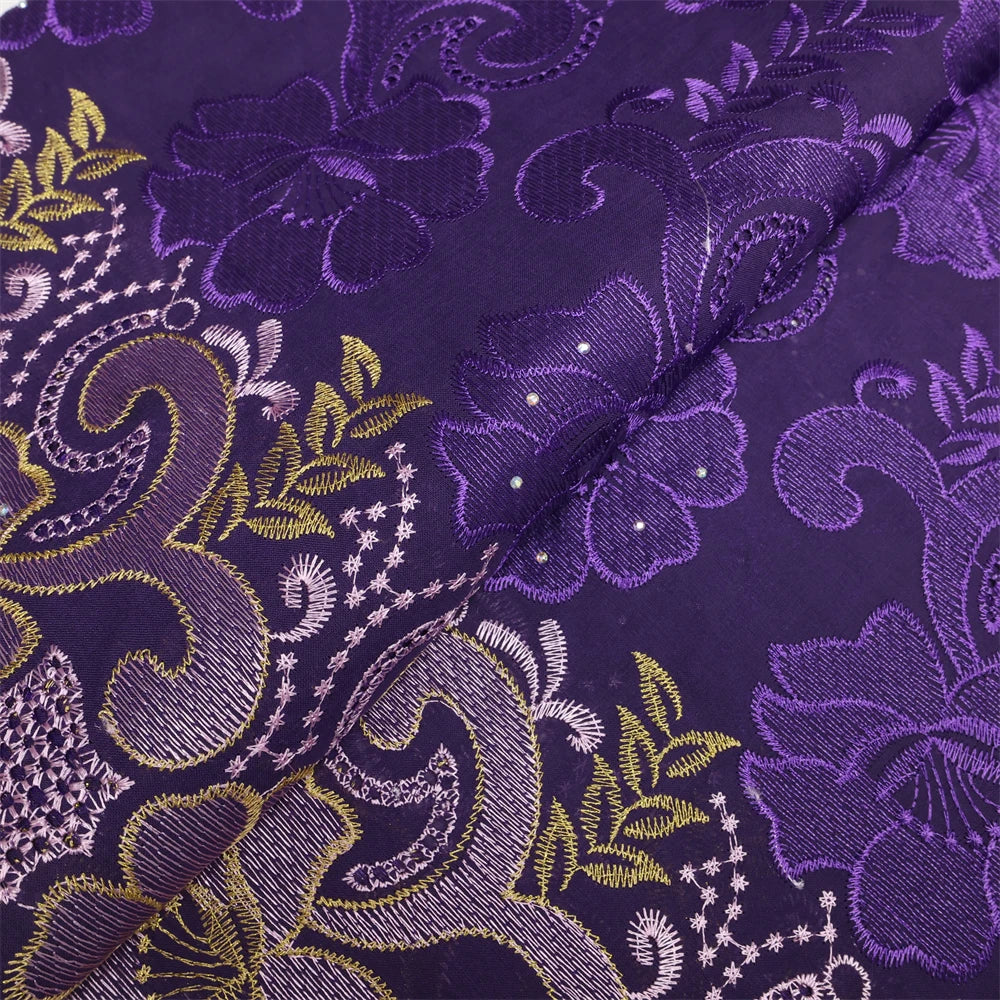 Latest Dry Cotton African Lace Fabric High Quality 2024 Swiss Voile Lace Fabric with Stones For Nigeria Wedding Sewing Dresses