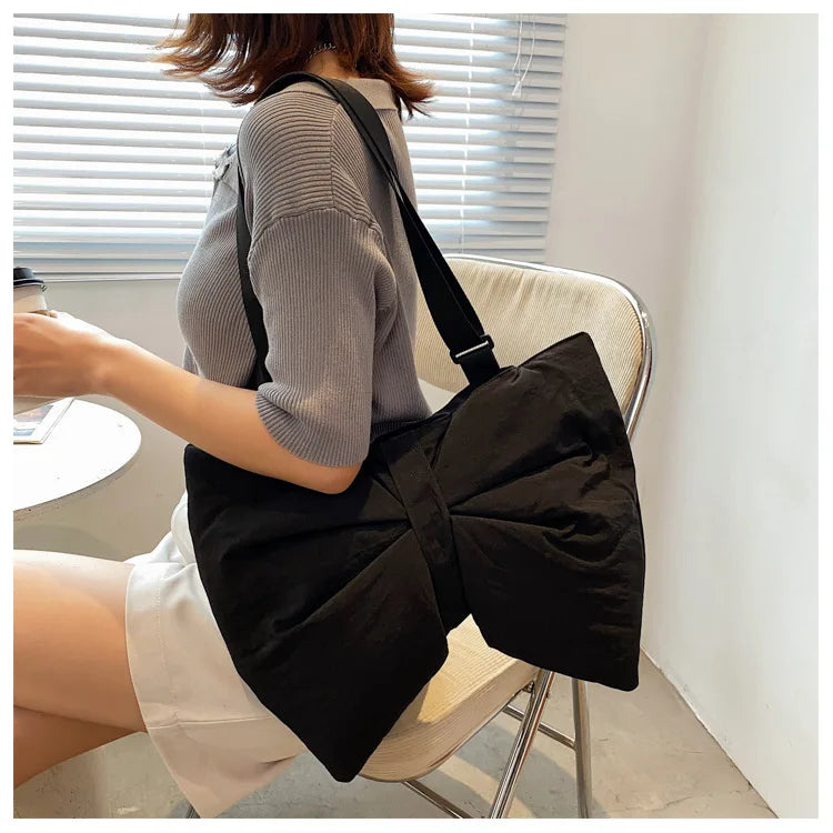 Soft Nylon Women's Portable Shoulder Bag Large Capacity Female Commute Crossbody Bags Simple Design Ladies Tote Purse Handbags