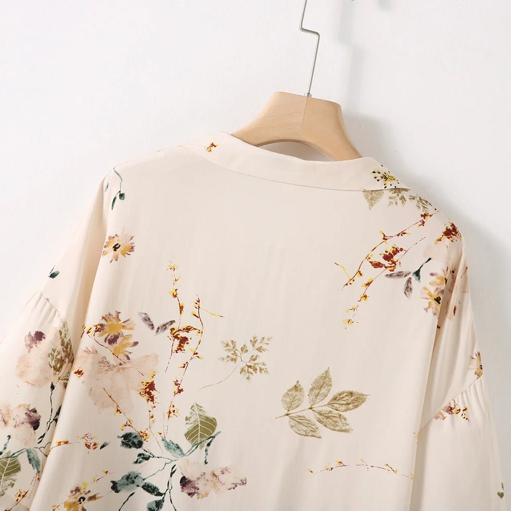 Elegant Versatile Floral Shirt & Shorts/Pants Set Women French Style Silky Viscose Loungewear 2Pcs Summer Pajamas Outerwear Top