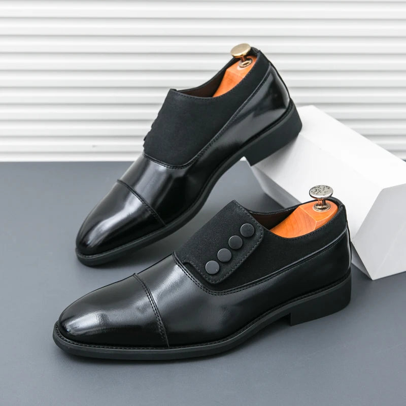 High End Brand Men's Leather Casual Shoes Office Men's Business Shoes Luxurious Banquet Pointed Toe Shoes for Wedding Brown
