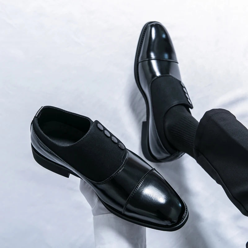 High End Brand Men's Leather Casual Shoes Office Men's Business Shoes Luxurious Banquet Pointed Toe Shoes for Wedding Brown