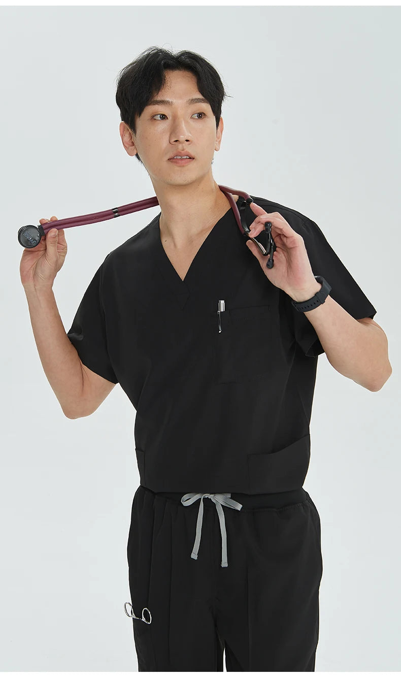 2026 V-neck Medical Nursing Uniforms for Men Short Sleeves Scrubs Surgical Sets Pediatrics Hospital Clothing S21