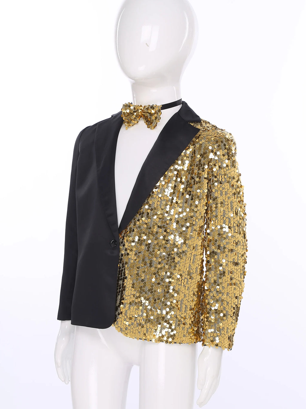 Kids Boys Sparkly Gentlemen Suits Jackets Formal Dress Blazer Sequin Blazer Coat Jacket Children Wedding Banquet Party Outfit