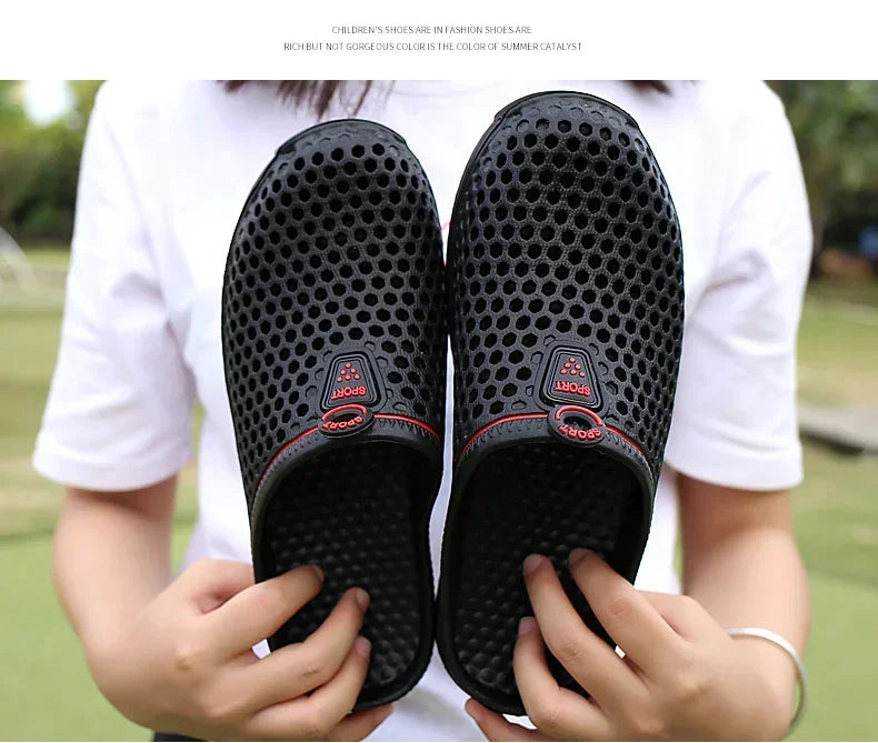 Men Shoes Beach Slippers Unisex Hollow Out Casual Women Beach Sandal Flip Flops Shoes Non-slip Size 36-45 Mens Slippers