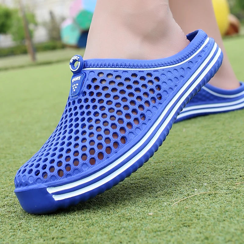 Men Shoes Beach Slippers Unisex Hollow Out Casual Women Beach Sandal Flip Flops Shoes Non-slip Size 36-45 Mens Slippers