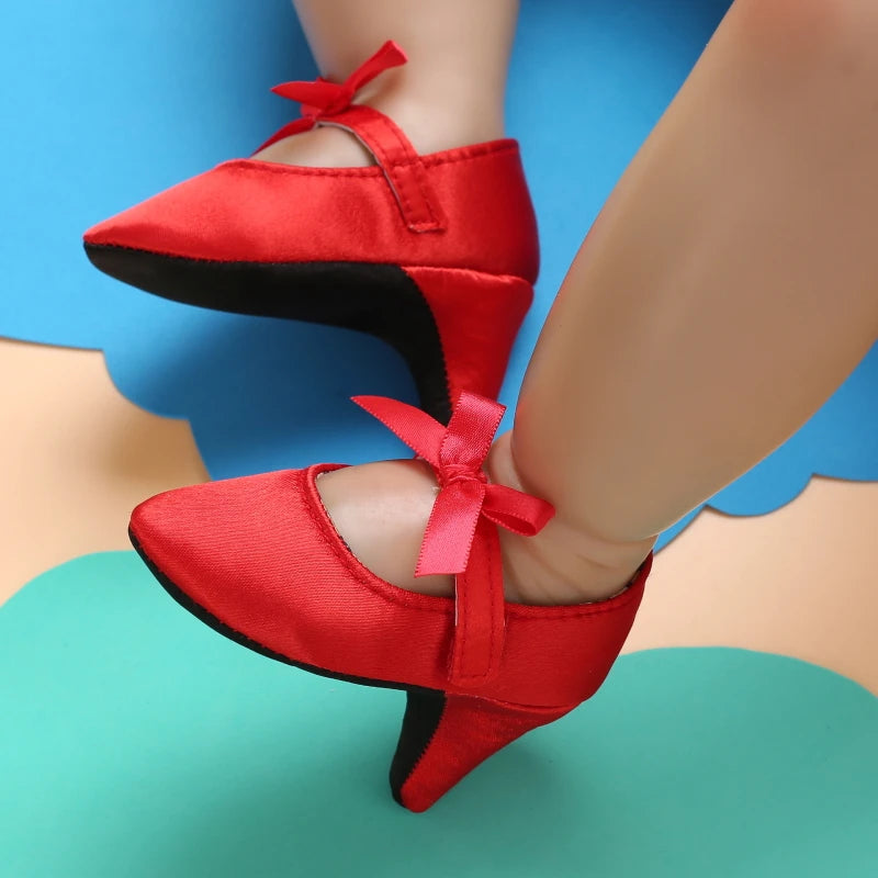2026 New Infant Newborn Baby Girl High Heels Shoes Princess Bow First Birthday Party Shoes Photo Props Shoes 10CM / 10.5CM