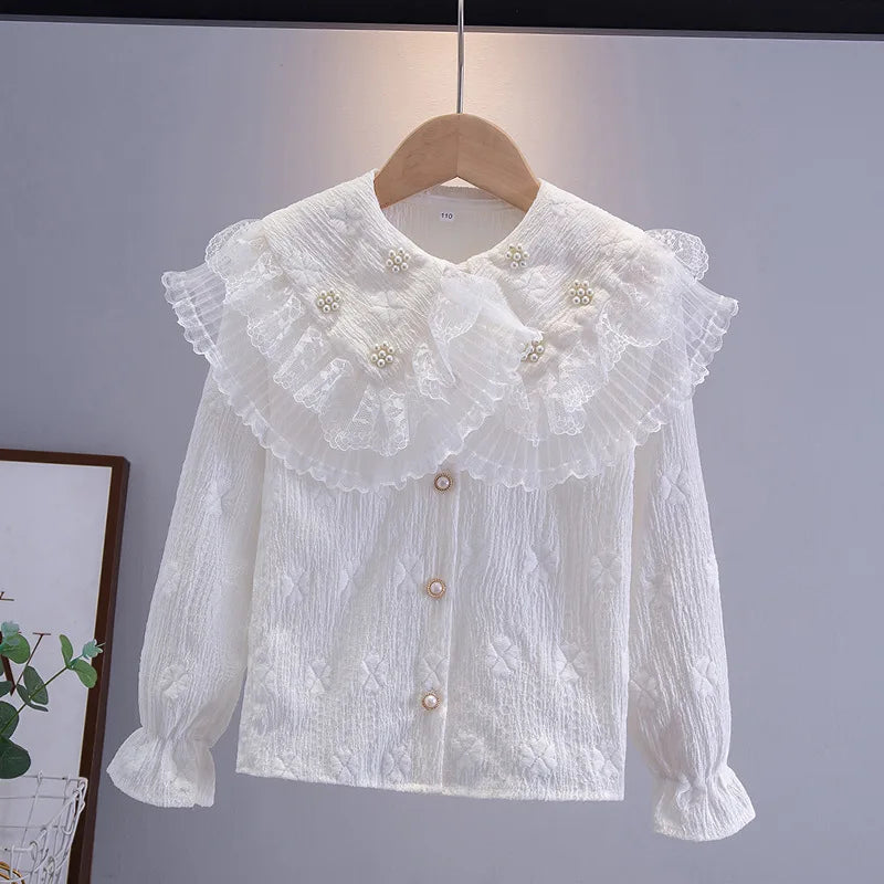 Girls' Shirt 2025 New Children's Western Style Top Little Girl's Style Long Sleeve Korean Shirt