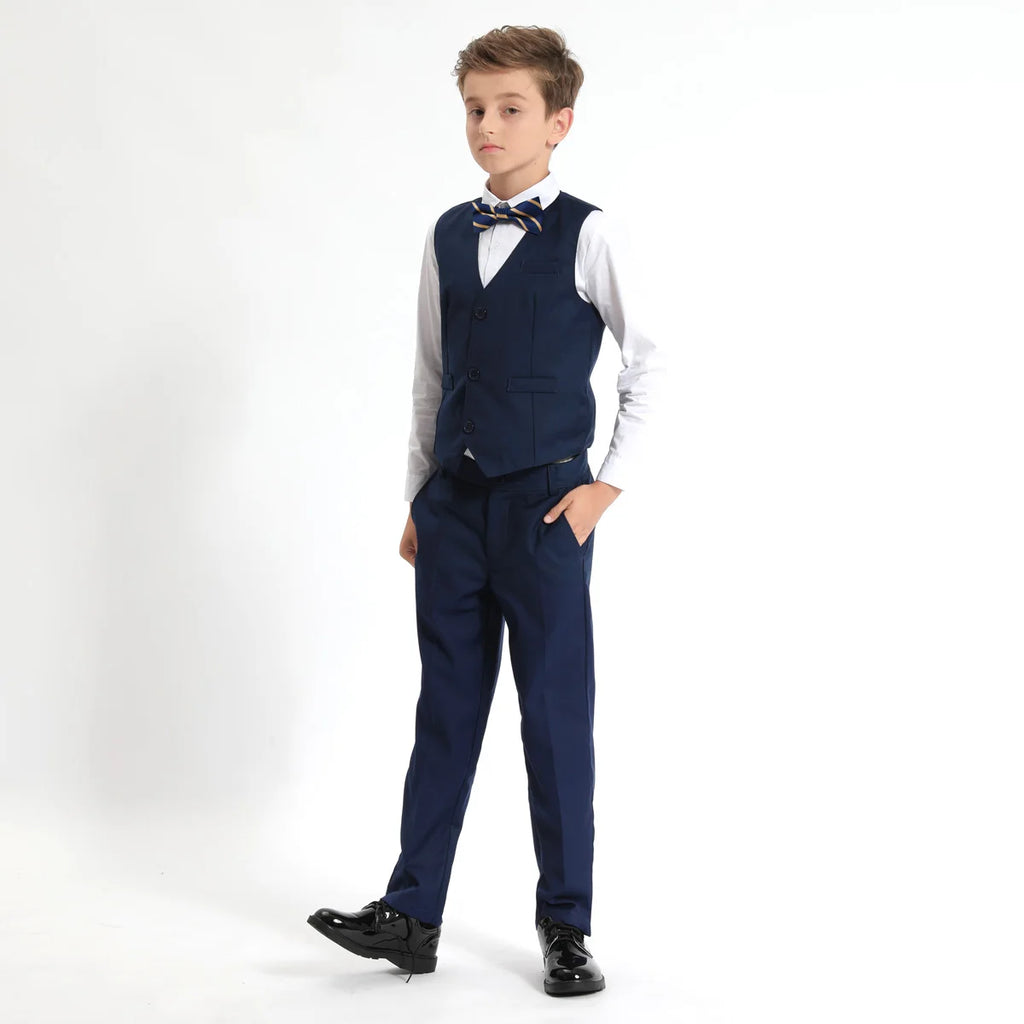 Kids Pants Boys Black School Uniforms Teenagers Formal Adjustable Waist Trousers Children Navy Blue Grey Birthday Gift Clothes