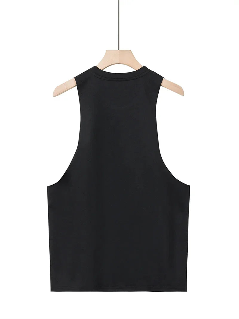 2025 Summer fitness Tank Top Men Fashio Comfortable Printed Loose tops Retro Style Sports Leisure Sleeveless vest Men sportswear