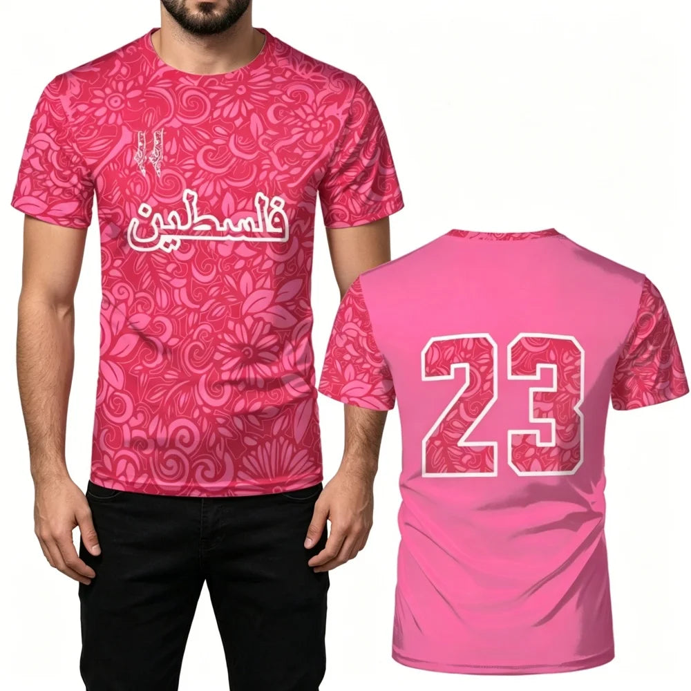 Men's Summer Floral Pattern Short-sleeve T-shirt Round Neck Breathable Top Sports Casual Daily Wear-