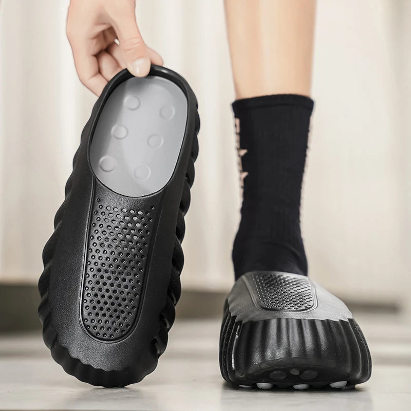 Summer Men Half Slippers Outdoor Breathable Couple Beach Shoes Platform Lightweight Soft Men Sandals Women Garden Casual Shoes