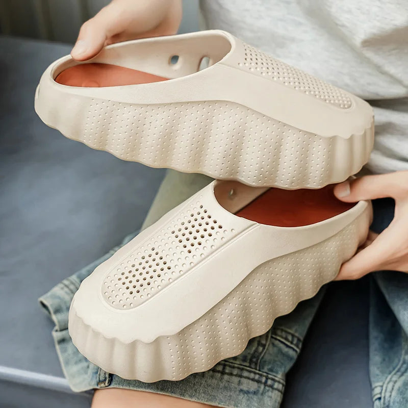 Summer Men Half Slippers Outdoor Breathable Couple Beach Shoes Platform Lightweight Soft Men Sandals Women Garden Casual Shoes