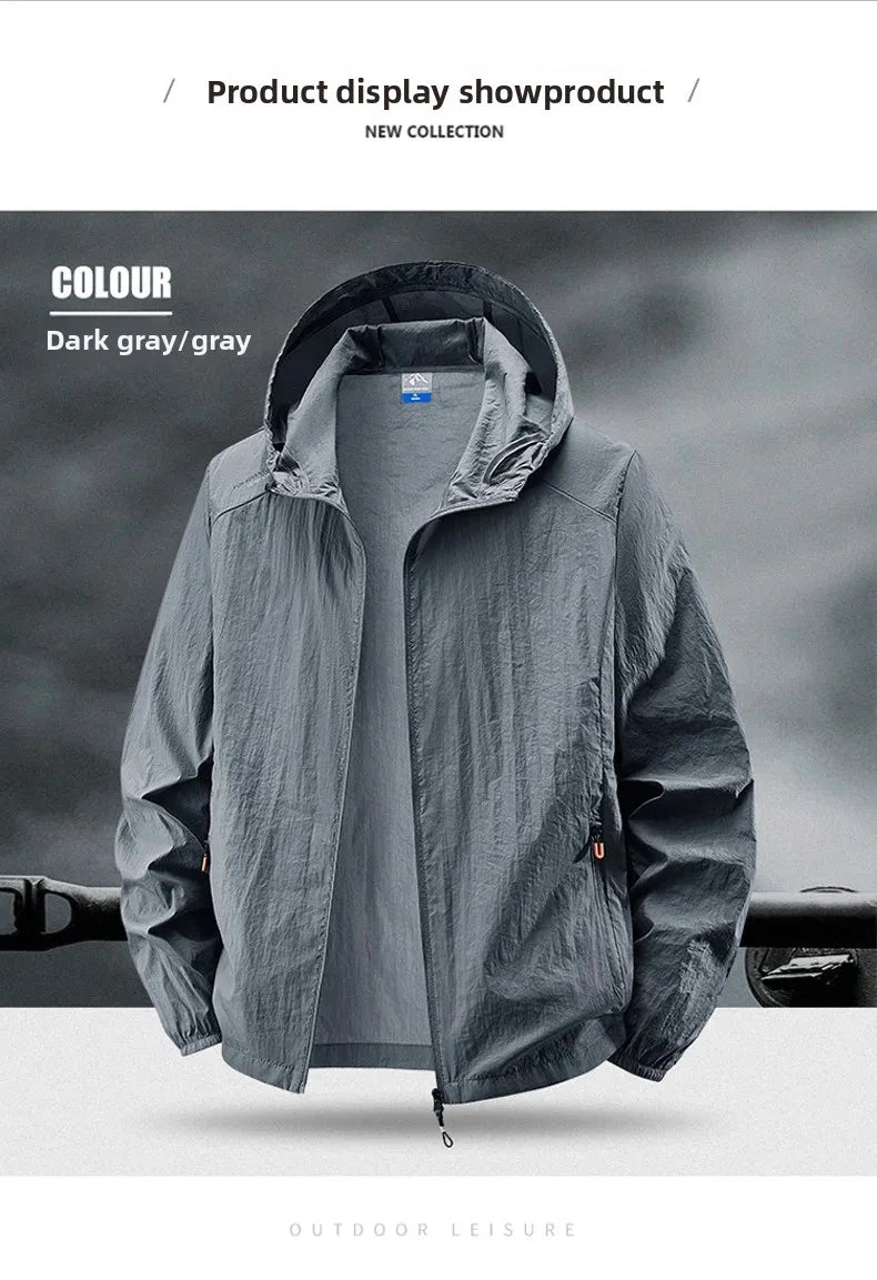 Fast Ship Summer Jackets Men Hooded Windbreaker Coats Camping Sunscreen Clothing Men Ultrathin Fishing Wearing Man Sportswear
