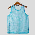 Summer Men Tank Tops Mesh Transparent O-neck Sleeveless Male Vests Sexy Vacation INCERUN 2025 Streetwear Fashion Men Clothing