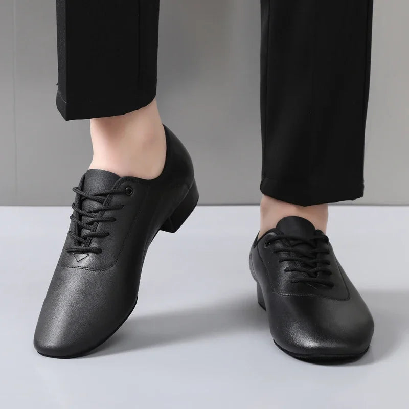 Men's white new leather Latin dance shoes Modern dance hall tango men's national standard dance shoes men's sports shoes