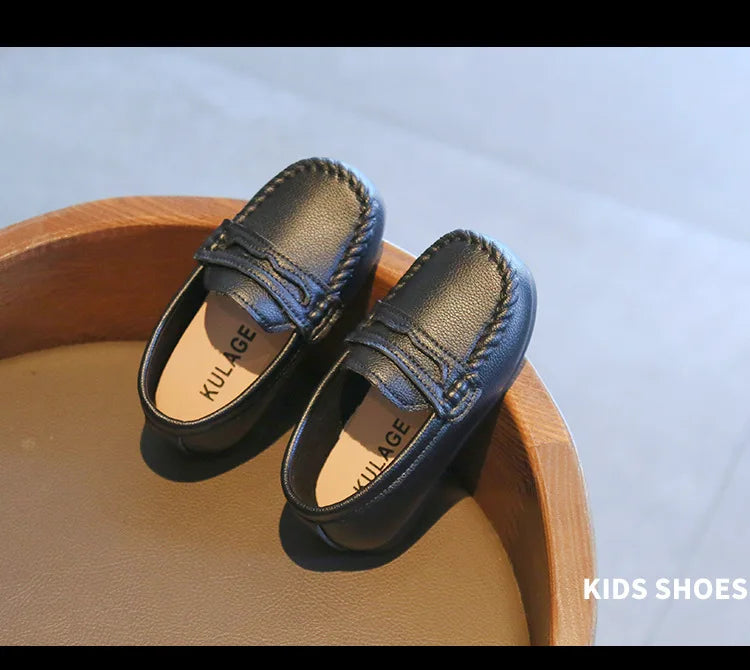 Boy Leather Shoe Fashion Solid Color Versatile Kids School Causal Single Shoes Breathable Non-slip Children Slip-on Flat Loafers