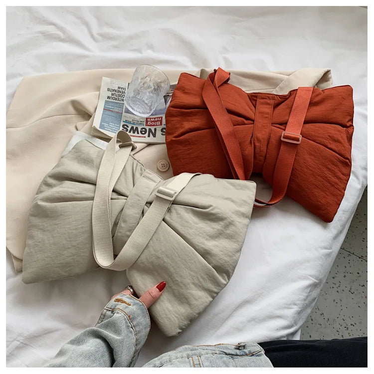 Soft Nylon Women's Portable Shoulder Bag Large Capacity Female Commute Crossbody Bags Simple Design Ladies Tote Purse Handbags