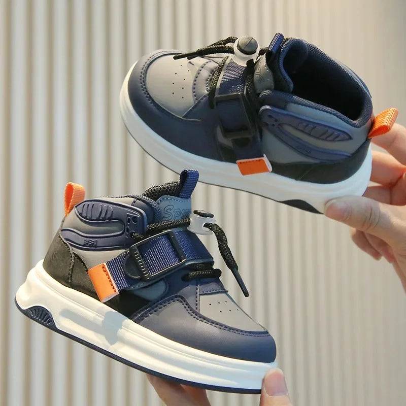 Kid Sneakers School High-top Causal Sports Shoes for Boy Non-slip Spring Autumn Children Fashion Girls Chunky Basketball Shoes