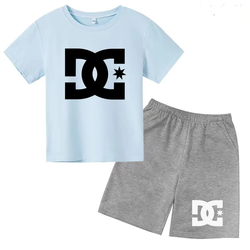Children's Summer Sets - Boys and girls' 3-13 age group daily wear sports Tshirts,casual short-sleeved shorts,cute gift clothing