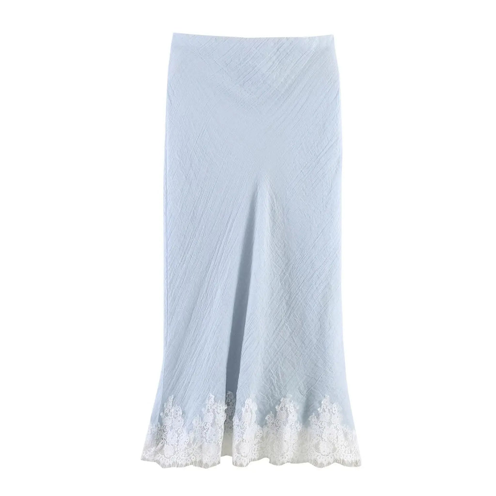 Women's Skirt Set 2026 Spring Elegant Lace Thin Straps Tops Hihg Waist Elastic Waist Midi Skirts Fashion Sexy Female 2 Piece Set