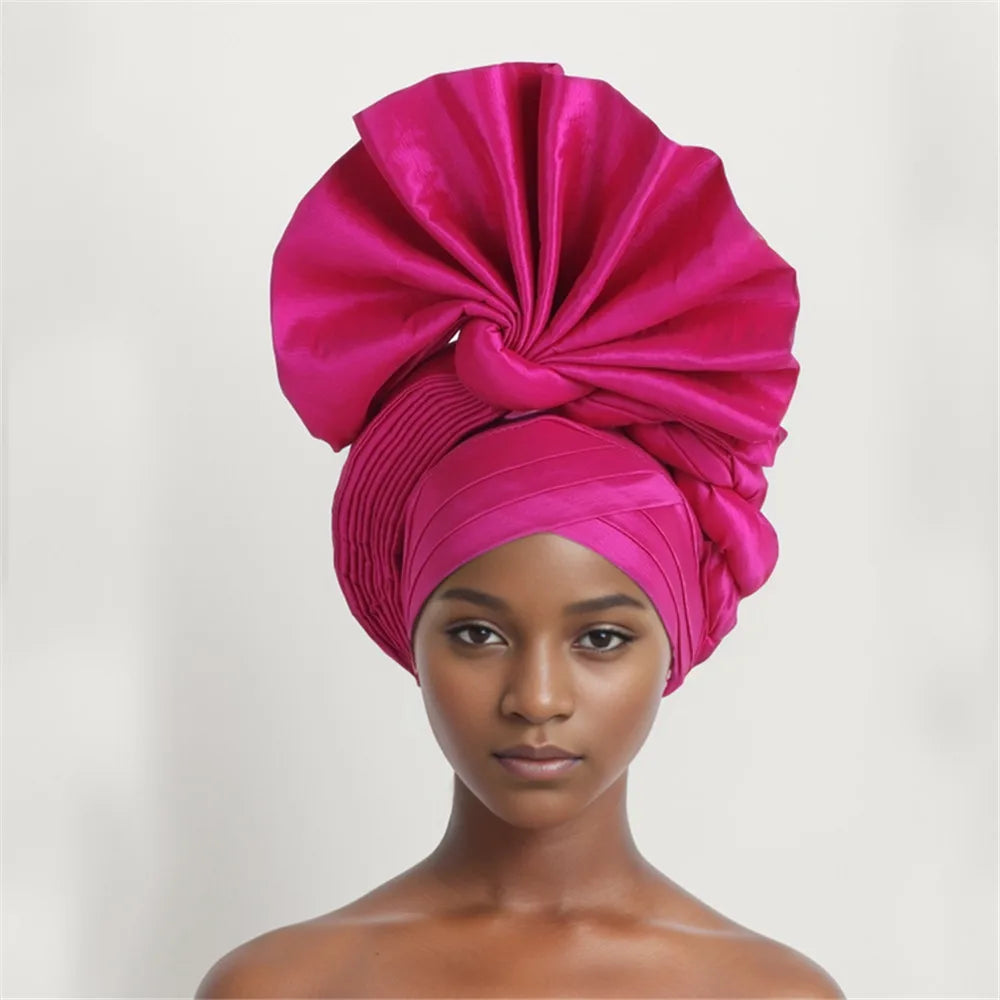 African Auto Gele Headtie Nigeria Women's Head Wraps Wedding Party Headpiece Women Turban Cap