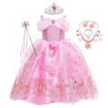 Kid Princess Pink Dress Girl Summer Fancy Party Clothes Children Sleeping Beauty Flower Dresses Christmas Carnival Costume Cloth