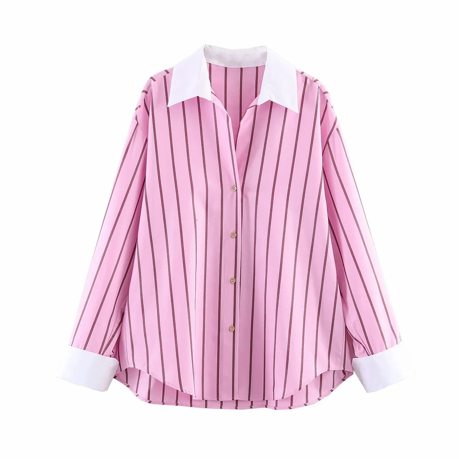 Women Blouses Tops Spring New Fashion Color Blocking Elegant Women's Shirts Tops Chic Street Single-breasted Tops