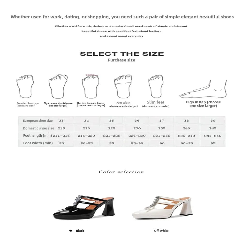 Thick High Heels Sandals Women Genuine Leather Fashion Rhinestone Bow Pointed Dress Wedding Party Dress Pumps Shoes 898-222