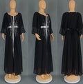 Summer African Dresses for Women Elegant African Half Sleeve O-neck Polyester Long Maxi Dress Gowns Kaftan Muslim Abaya Outfits