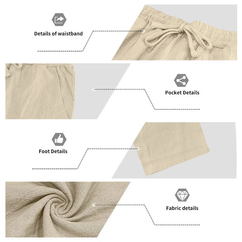 Men's Linen Hooded Sets 2 Piece Outfit Summer Casual Long Sleeve Hoodie and Wide Leg Pants Set for Men