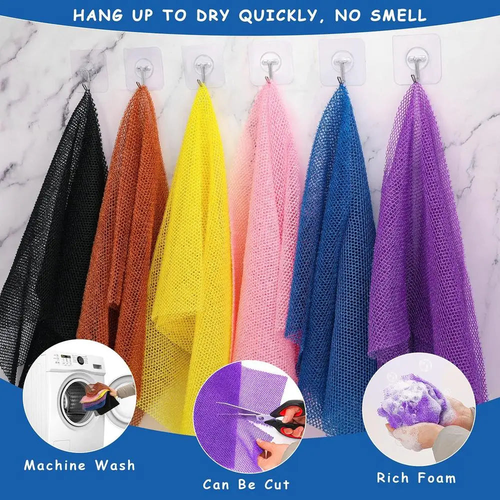 Bath Sponges For Shower Colorful Net Sponge Body Exfoliator Reusable Bath Sponge Washcloth African Scrubbing Long Net Rag Shower