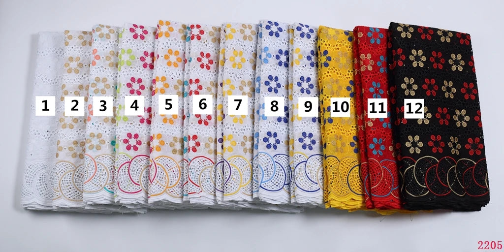 SJD LACE Nigerian Cotton Lace Fabric 2023 High Quality African Rhinestones Cotton Lace Swiss Voile For Women Evening Dresses